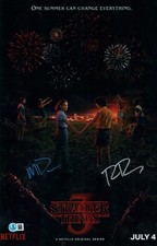 DUFFER BROTHERS SIGNED STRANGER THINGS 11X17 PHOTO MATT ROSS DUFFER S3 BAS COA