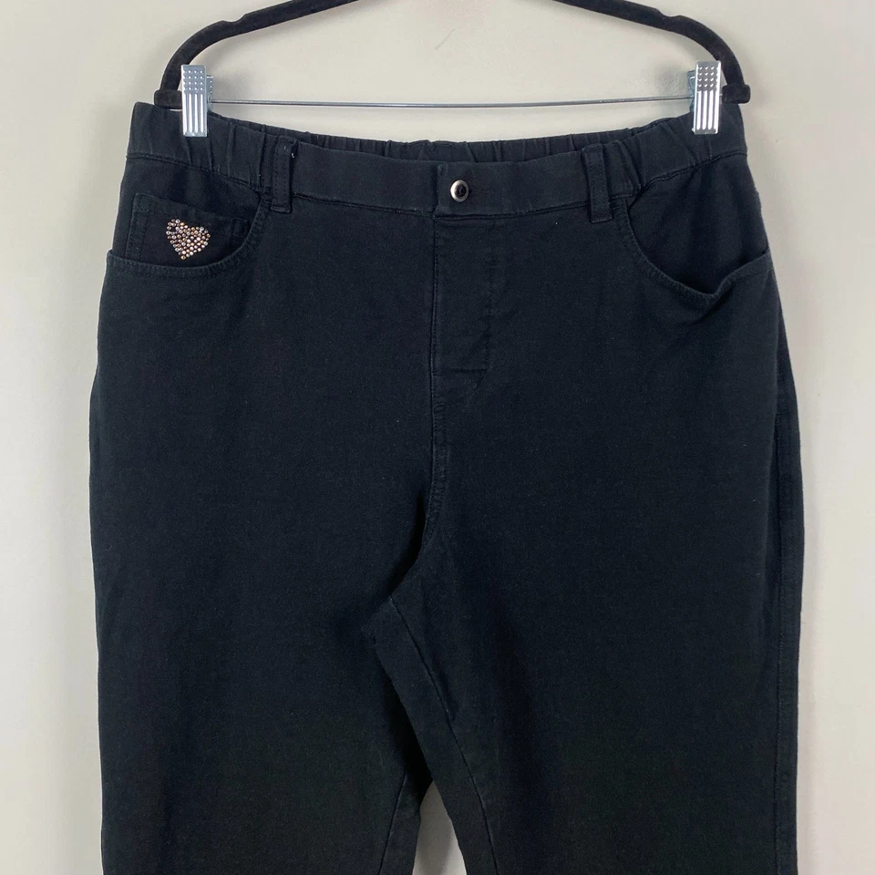 Quacker Factory DreamJeannes Straight Leg Embellished Pants Size Large Black - Image 2 of 4