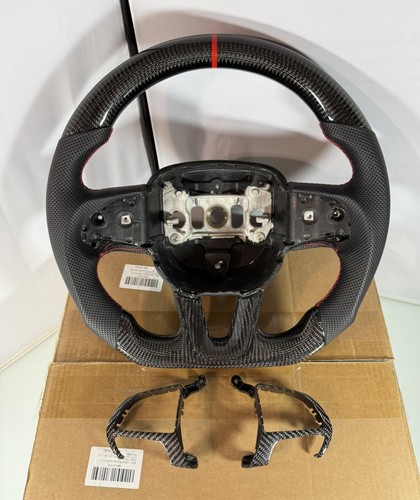 Carbon Fiber Steering Wheel For 2015-20 Dodge Challenger Charger RT SRT Hellcat - Picture 2 of 16