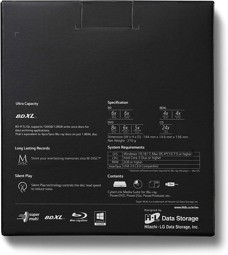 Externes 4K-Laufwerk LG-BP55EB40 mit LG-BP60NB10 FW1.02mk "UHD friendly" USB 2.0 - Bild 4 von 6