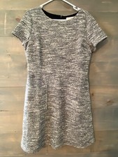 LOFT Women Dress Size 12 black blended short sleeve zipper round neck