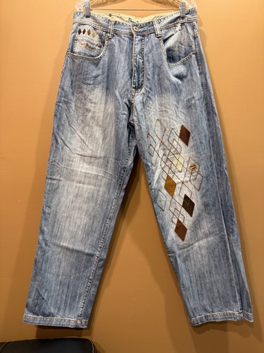 Vintage Pepe Jeans 36x32 Embroidered Baggy Loose Skater Hip Hop Y2K Fading RARE