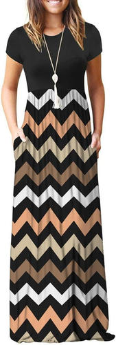 Women Short Sleeve Loose Plain Maxi Dresses Casual Long Dresses Pockets - Picture 7 of 12