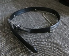 Kunstledergürtel - zweireihig Pyramidennieten + Kette  Rockabilly & Punk