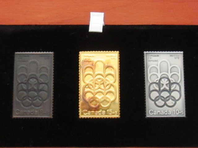 1976 MONTREAL XXI OLYMPIAD RARE 24K. GOLD, .999 SILVER & BRONZE