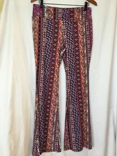 New No Boundaries Paisley Floral Knit Flare Pants Juniors Women Many Sizes Pink