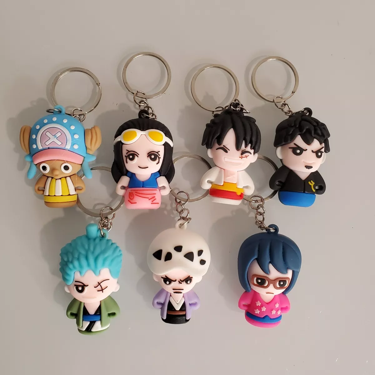 One Piece Keychain Anime Lot of 7 Bulk Bundle Set Collection Cute Goods