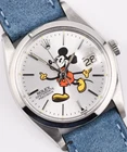Rolex OysterDate 6694 Mickey Mouse Dial 34mm Manual Watch Blue Leather Strap