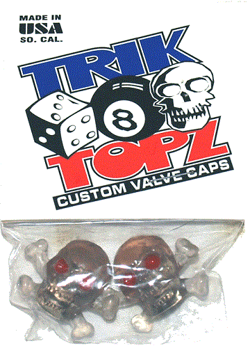 Trick Top Schrader Valve Caps / Clear Skulls NEW! - Picture 1 of 1