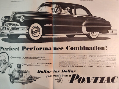 1950 Saturday Evening Post Ad You Can't Beat a PONTIAC Car!