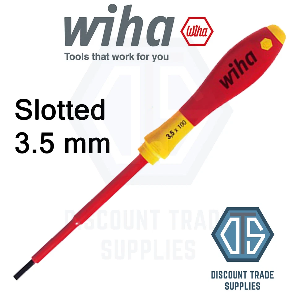 Wiha SoftFinish Electric Slotted Flathead Screwdriver 3.5mm 00822 1000v VDE