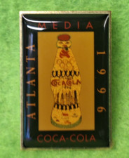 1996 COCO COLA  ATLANTA MEDIA OLYMPIC PIN COKE BOTTLE MEDIA ART MADE IN THE USA