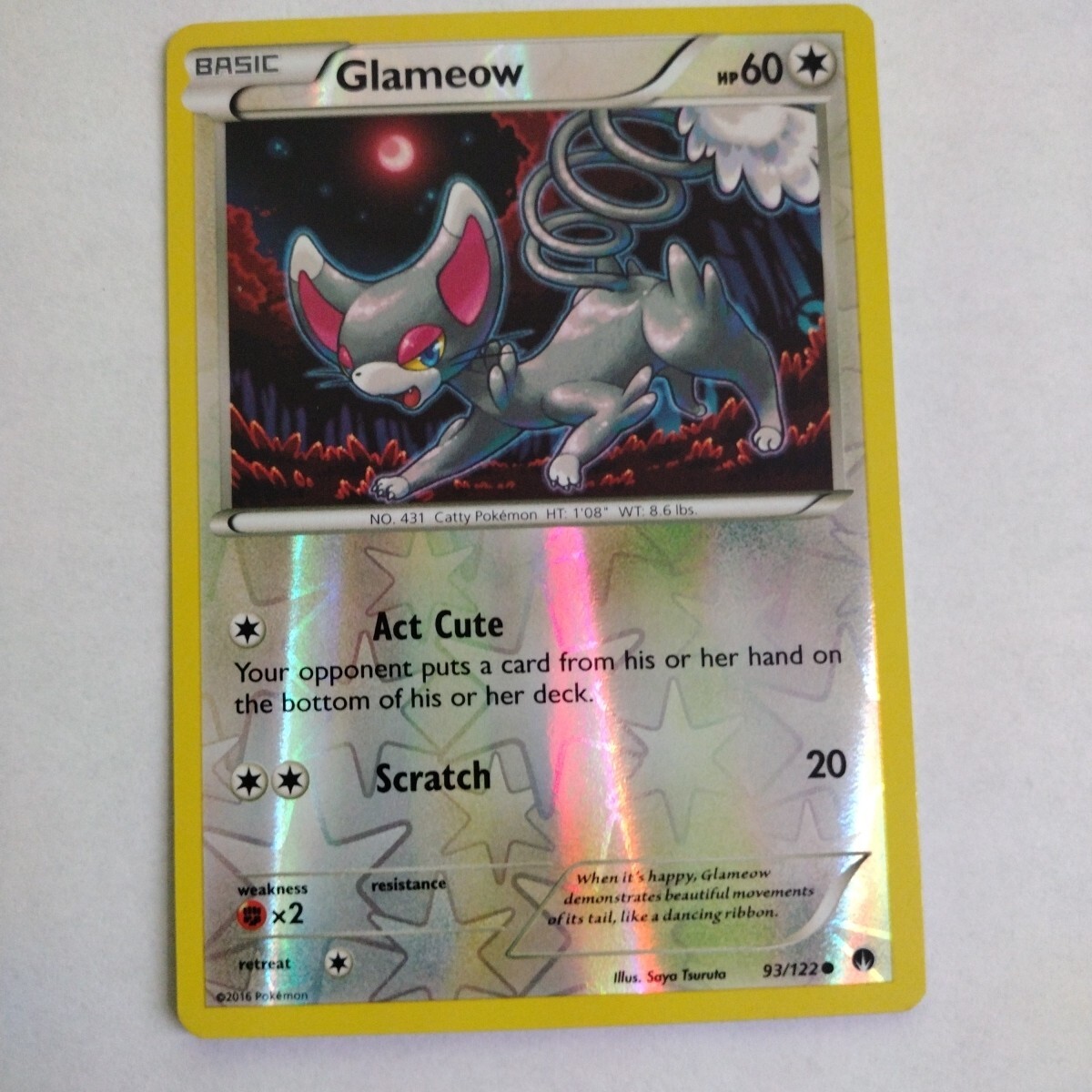 Pokemon TCG - Glameow 93/122 Reverse Holo - XY BREAKPoint 