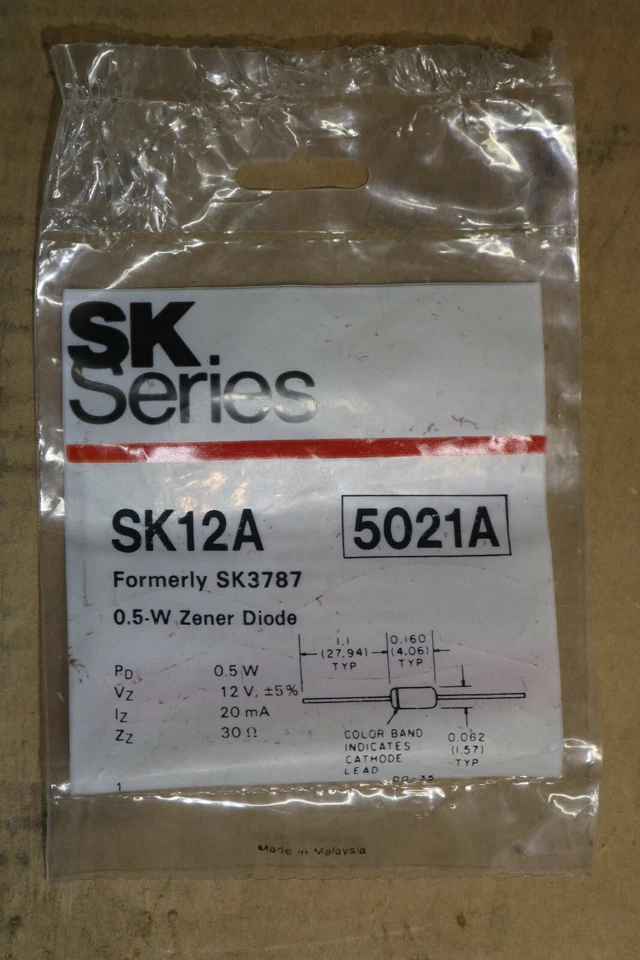 批量 3 件 - RCA SK 系列 SK12A 以前 SK3787 0.5-W Zener 二极管 — 第 2/3 张图片