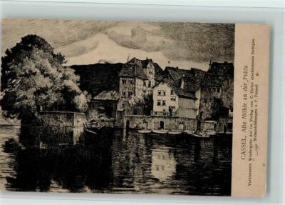 10106603 - 3500 Kassel Alte Muehle an der Fulda Steinzeichnung von F. Fennel
