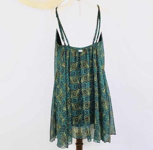 RVCA Cami Tank Top Womens Small 34 Green Geometric Boho Lightweight  Chiffon - Picture 4 of 8