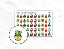 1195 Christmas/Winter Cupcakes Planner Stickers.