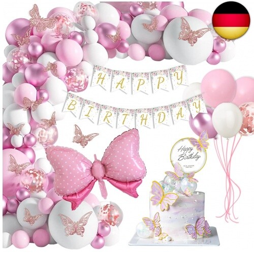 Geburtstagsdeko Mädchen, Pastell Luftballons Deko Kindergeburtstag, Rose - Bild 1 von 6