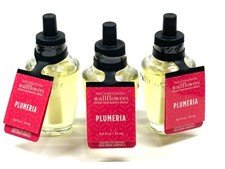 NEW 3 BATH  BODY WORKS PLUMERIA WALLFLOWERS HOME FRAGRANCE REFILLS BULBS 0.8 OZ