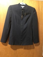 Vintage Hannah Jacket Size 4 Gold Zipper Military Style Made Russia Black Blazer