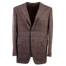 NWT 3195 SARTORIA PARTENOPEA Cocoa Brown-Blue Check Soft Wool Sport Coat 42 R