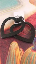 Arcò Bijoux Orecchini Pendenti Cuore Nero in Legno Bigiotteria di Qualità