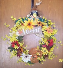 WREATH BLACK CROW HARVEST "HOME" 24" H: WALL-DOOR-FALL DECORATION
