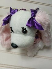 Poochie  Co Girls Blue Sequin Puppy Dog Plush Purse White Blue