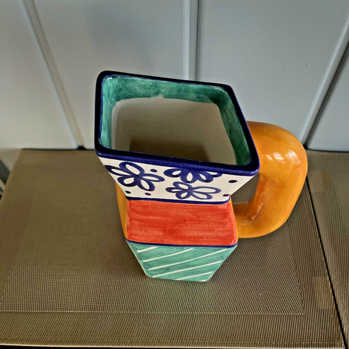 Brocca/vaso ceramica Benlloch Spagna vintage astratto anni 60 10"X7" firmato a mano - Foto 4 di 14