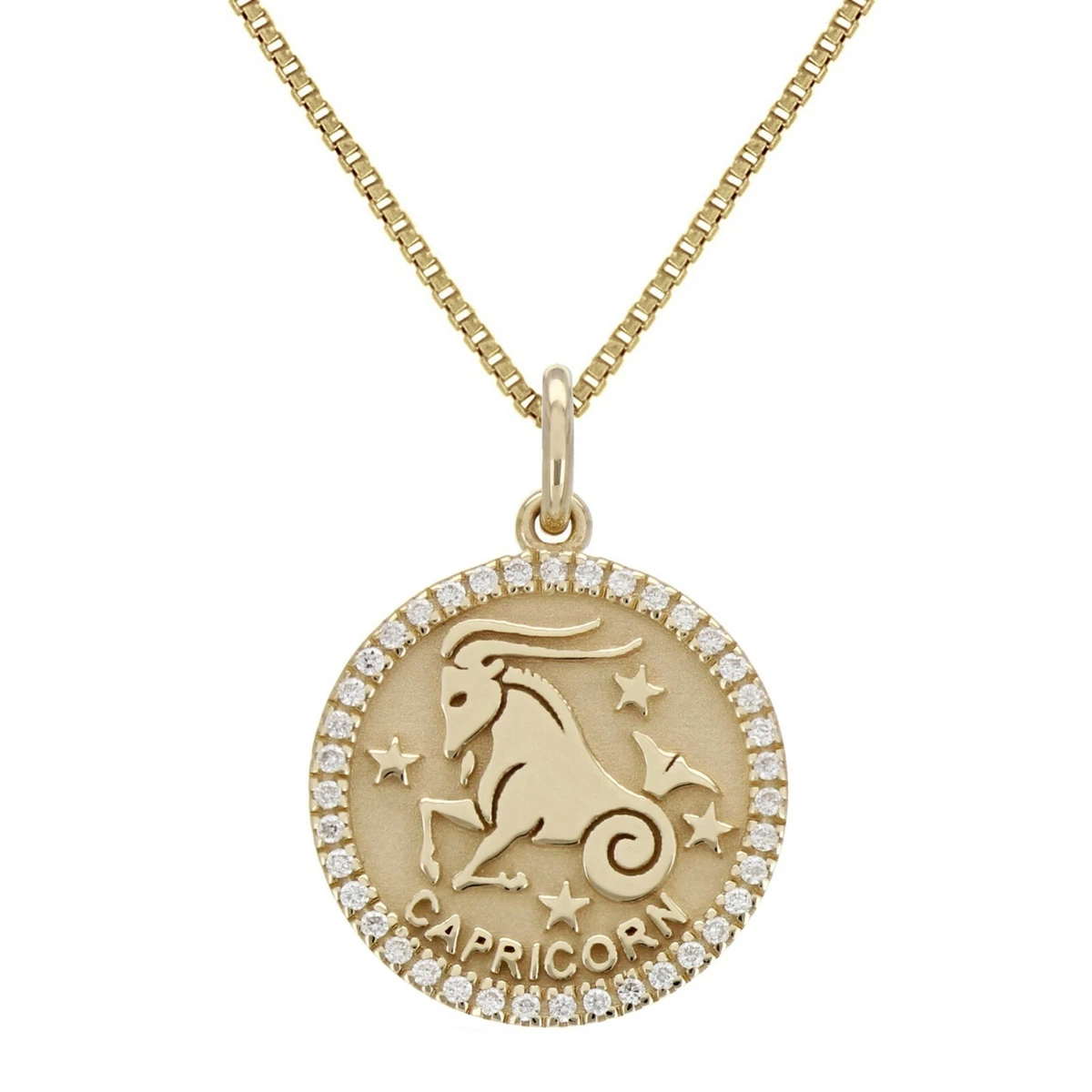 14k Yellow White Rose Gold Diamond CAPRICORN Zodiac Sign Pendant