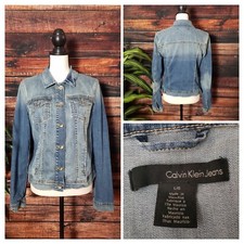 Calvin Klein Jeans Jean Jacket Large Blue Denim Button Front Y2K Vintage