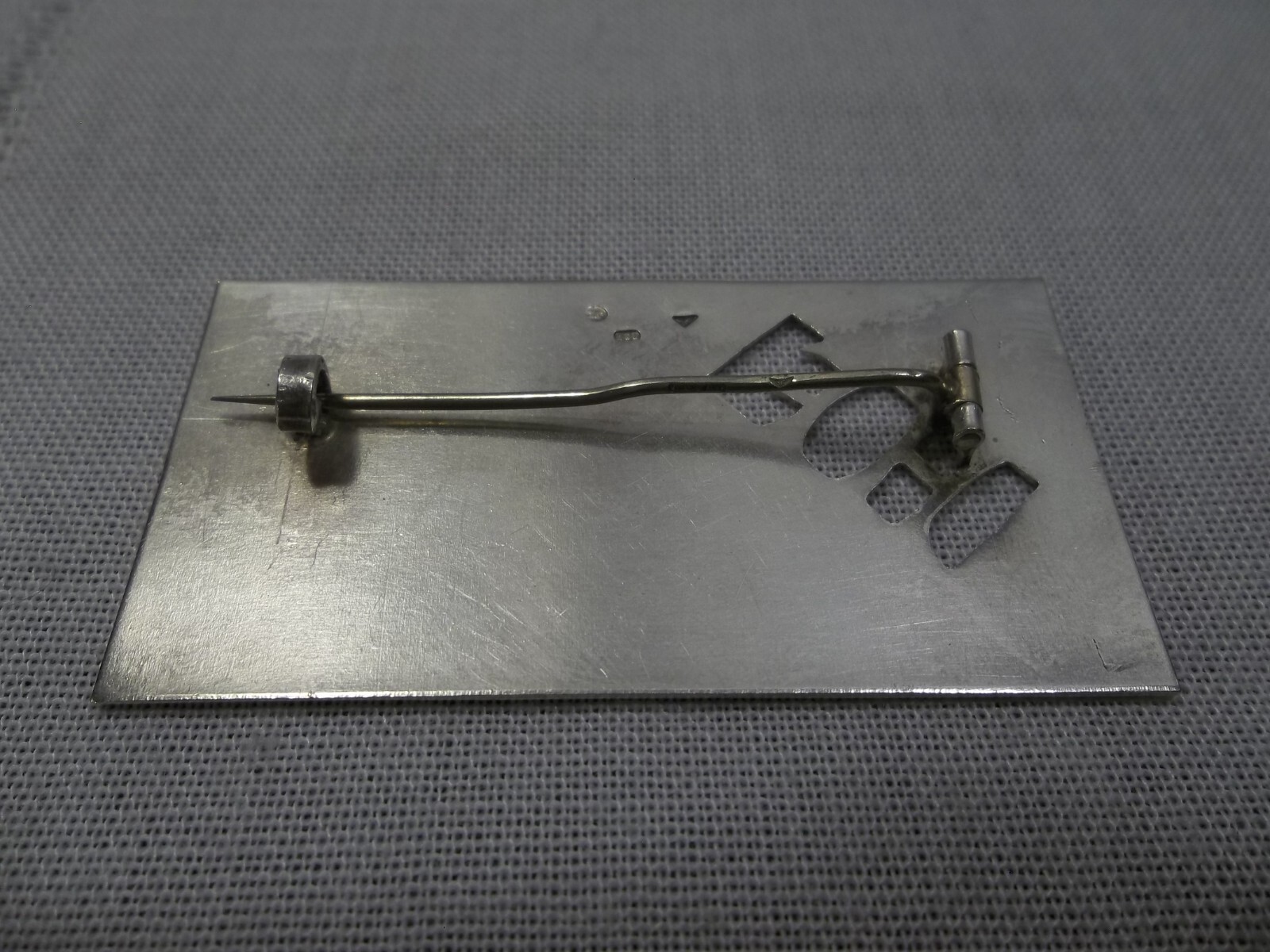 Antique 800 Silver Scroll Design Flat Brooch Mono… - image 9