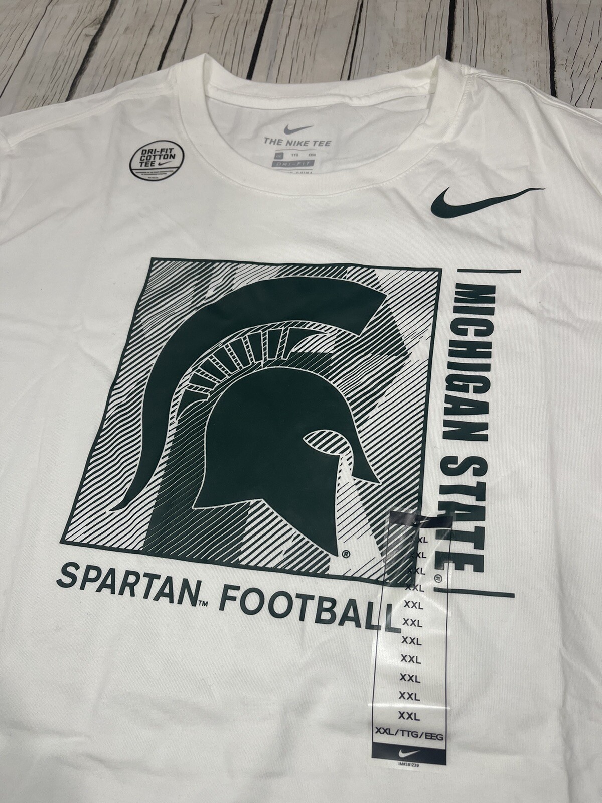 NWT Michigan State Spartans Nike Football Dri-Fit Cotton Tee Men's 2XL BRAND NEW
