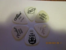 Lot of 6 Different Guitar Picks-All White In Color-Many Brands! Lot#8