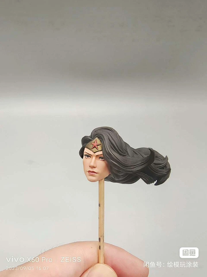 Cabeza de niña Wonder Woman pintada 1:12 esculpida para figura de acción femenina de 6" juguete corporal Foto 4 de 4
