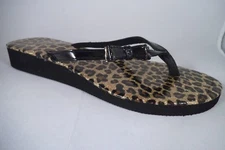 NEW CAPELLI NEW YORK BLACK BOW PATIENT THONG SANDAL SHIMMER LEOPARD GOLD SIZE 9