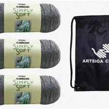 Soft Grey Heather Knitting Yarn Bundle - Simply Soft 3-Skein Factory Pack (Same