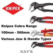 Knipex Water Pump Pliers Cobra Push Button Self Locking 87 Series 100mm-560mm