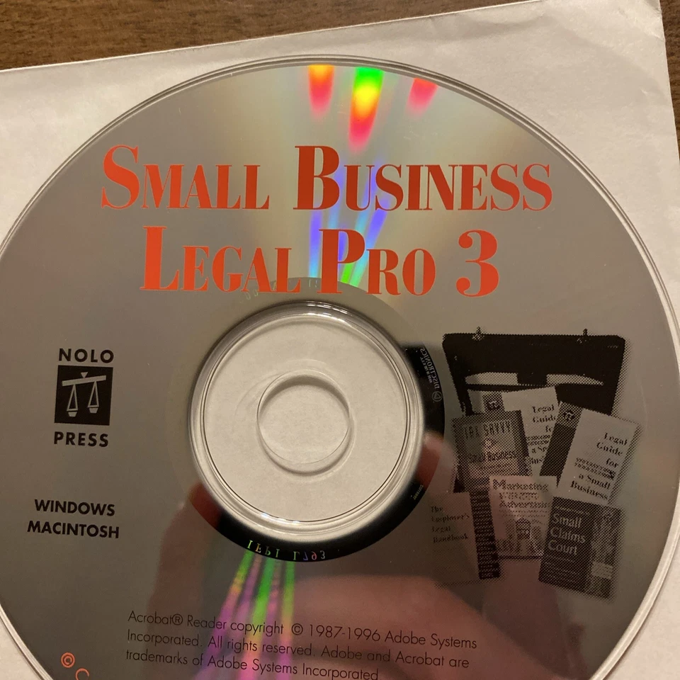 Small Business Legal Pro 3 Compact Disc CD 1997 Windows & Mac PCs Nolo Press VTG - Image 3 of 4