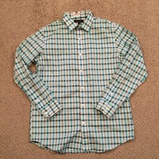Banana Republic Shirt Mens Medium Green Plaid Long Sleeve Button Up Classic Fit