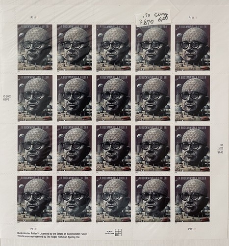 2004 BUCKMINSTER FULLER ENGINEER ARCHITECH 37c Sc 3870 MNH PANE OF 20 FREE SHIP - Picture 12 of 14