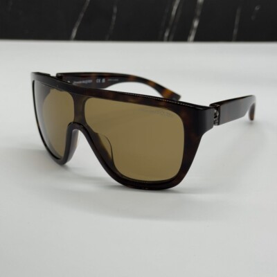 NEW AM0430S 005 ALEXANDER MCQUEEN HAVANA SHIELD UNISEX SUNGLASSES