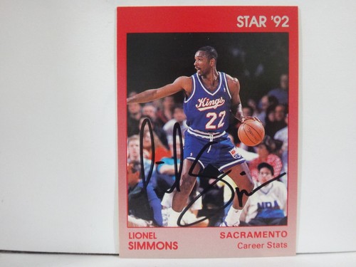 LIONEL SIMMONS 1992 STAR HANDSIGNIERTE BASKETBALLKARTE