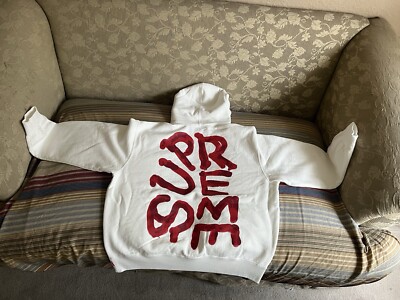 Supreme Paint Hooded Sweatshirt White SS24 - Mens Large | eBay