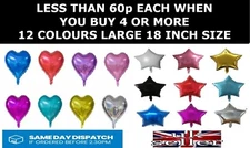 18 inch Big Star Heart Foil Balloons Helium Party Birthday Wedding 12 Colours