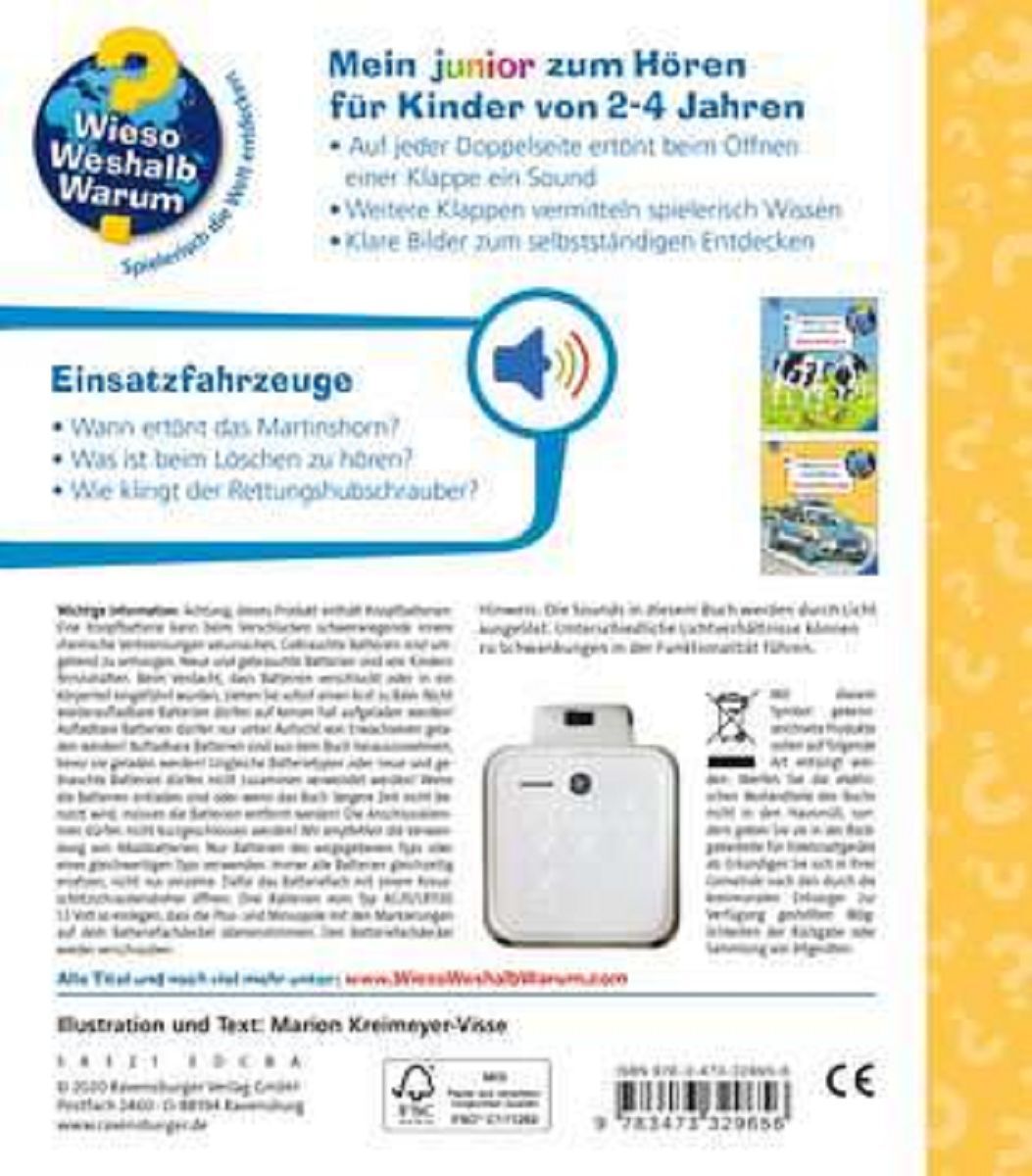 Thumbnail - Kinder Buch Wieso Weshalb Warum? Junior Zum Hören Einsatzfahrzeuge |