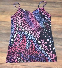 No Boundaries NOBO Ribbed Rib Cami Tank Top Cheetah Leopard Animal Print Cinch