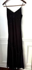 Vintage  Xscape Dress Maxi Gown Bead Sheer Chiffon Y2K Formal Fairy Grunge Sz 6