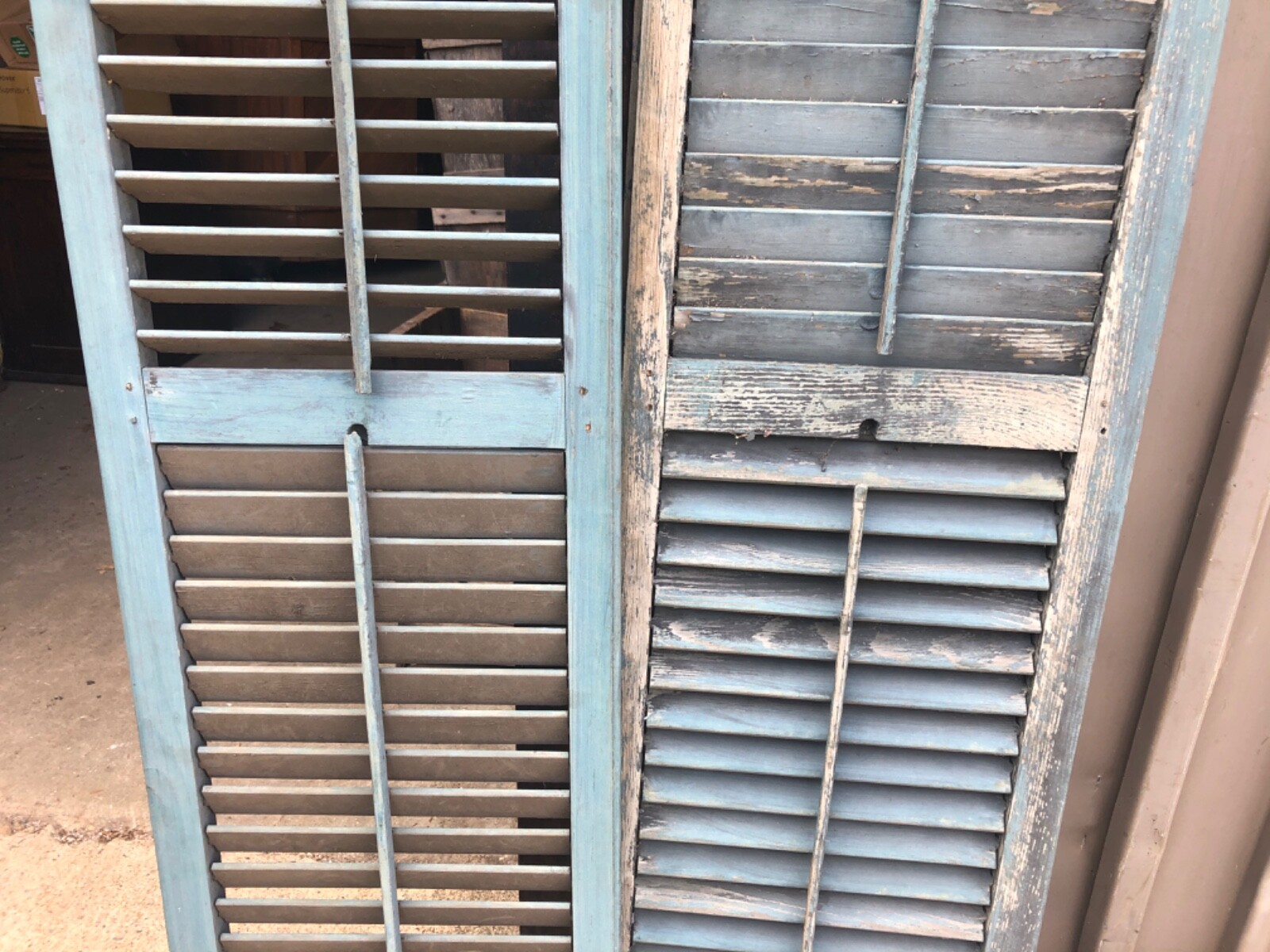 GREAT pair vintage victorian louver house shutters blue green 67” x 16” x 1 1/8” eBay