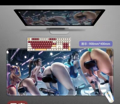 Cartoon girl Mouse Keyboard Pad.600MMx300MMx3MM+23.51inch/11.5in.